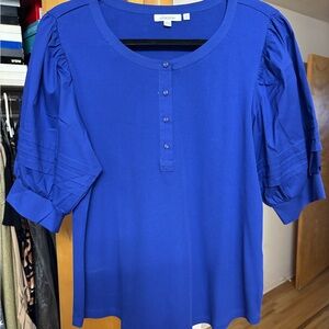 Chico's Blue 3/4 Sleeve Polo Blouse